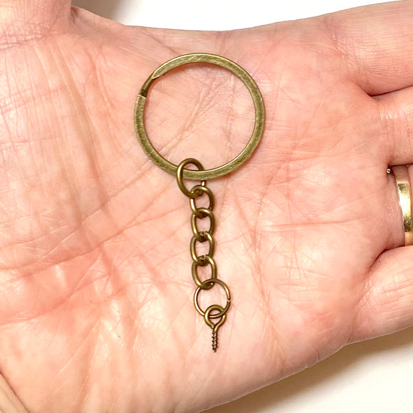 Keychain With Eye Screw, Antique Bronze - Pack of 5