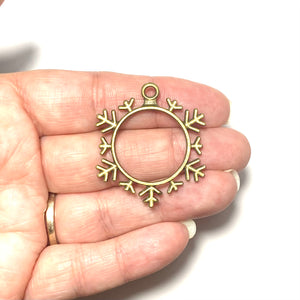 Round Snowflake Open Bezel - Antique Bronze
