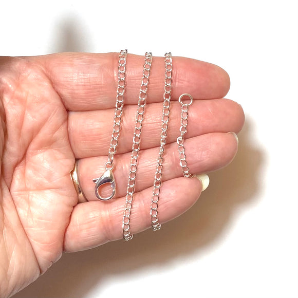 Bright Silver Tone Chain, 18 Inch With Lobster Clasp