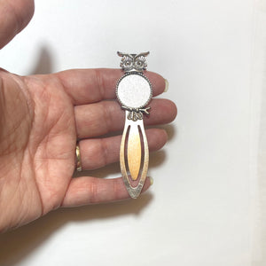 Owl Bookmark Cabochon Tray - Antique Silver
