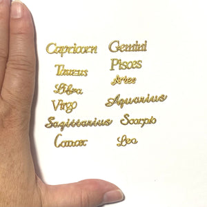 Zodiac Sign Script Inclusions - Gold Tone