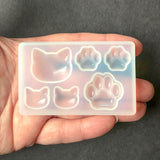 Cat Head And Paws Silicone Mold For Resin, Held In Hand