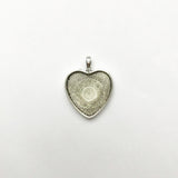 Heart Cabochon Tray, Antique Silver