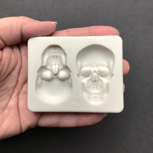 Small Skull Silicone Mold For Resin, Held In Hand