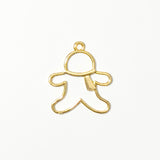 Gingerbread Person With Scarf Open Bezel - Gold Tone