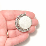Moon Flip Cabochon Tray - Antique Silver