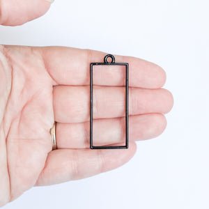 Tall Rectangle Open Bezel - Black