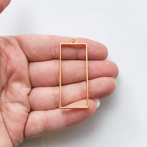 Tall Rectangle Open Bezel - Gold Tone