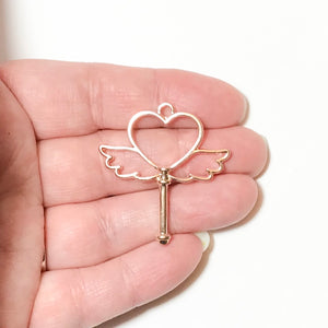 Winged Heart Wand Open Bezel - Rose Gold Tone