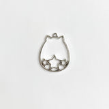 Chunky Cat With Stars Open Bezel - Silver Tone